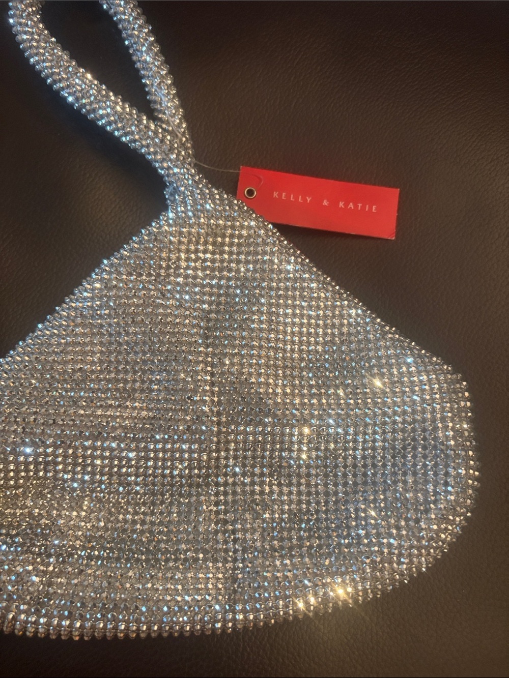 Kelly & Katie Silver Crystal Mesh Wristlet Clutch